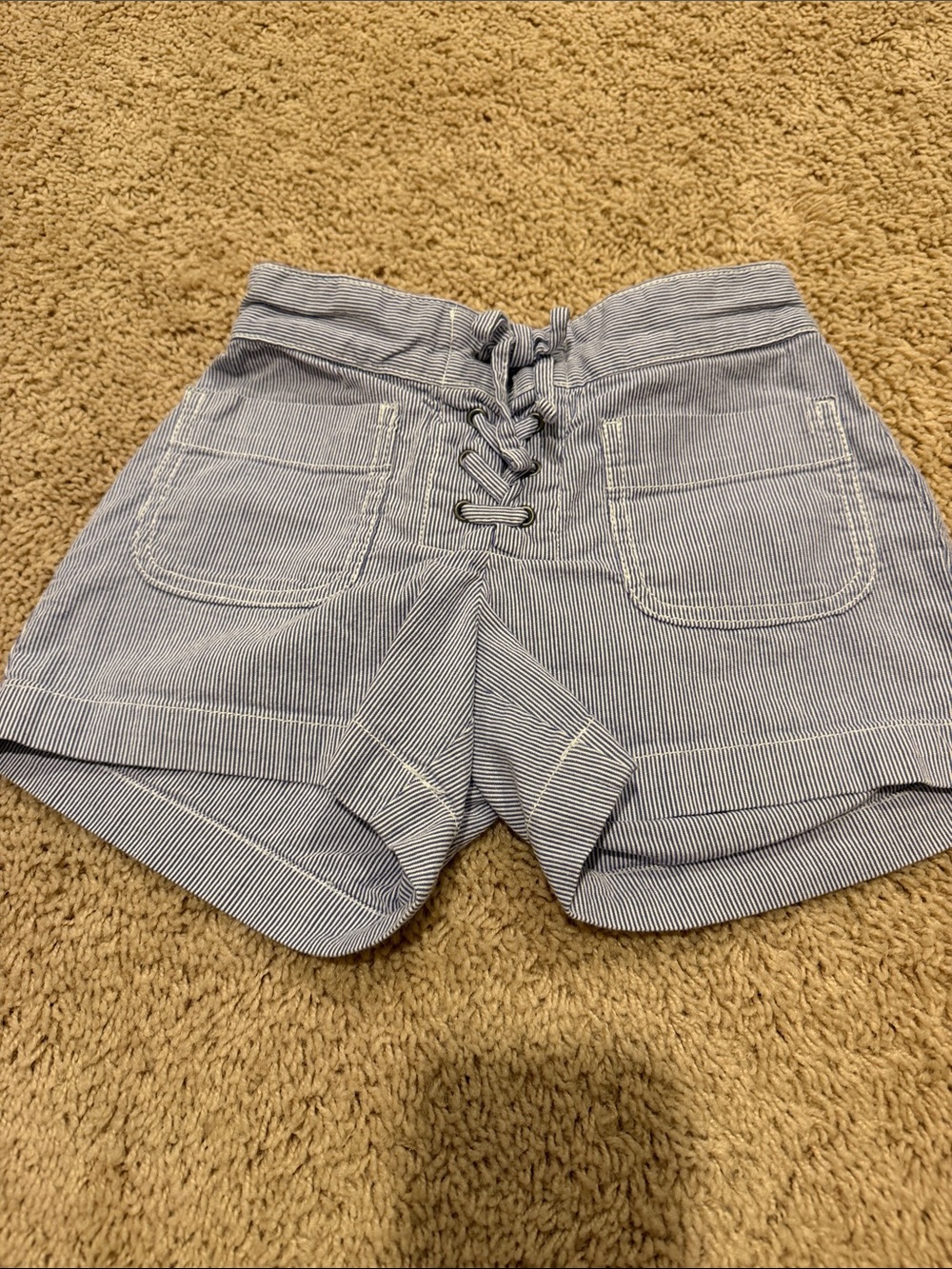 GAP Blue and White Pinstripe Lace-Up Kids Shorts